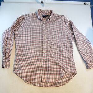 Ralph Lauren Button Shirt Men's XL Classic Fit Red Brown Blue Black Check Cotton